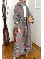 Keten Floral Stilhack Füme Takım