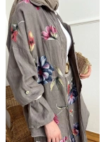 Keten Floral Stilhack Füme Takım