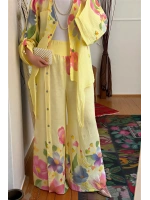 Keten Floral Stilhack Takım Sarı
