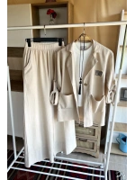 Pamuk Blazer Takım Bej