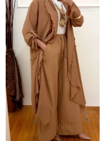 Pamuklu Püsküllü Ceket Camel
