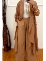 Pamuklu Püsküllü Ceket Camel