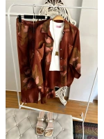 Payetli Floral İkili Takım Bordo