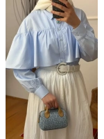 Poplin Fırfırlı Gömlek Bebe Mavi
