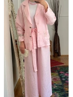 Pul Payetli Keten Blazer Ceket Pembe