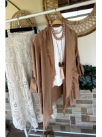 Püsküllü Pamuk Kimono Camel