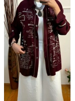 Viskon Gümüş Yazılı Gömlek Bordo