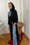 Kadın Kot Parçalı Elbise - Siyah