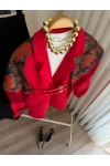 Kadın Çift Kemerli Valentina Kırmızı Blazer