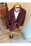 Kadın Çift Kemerli Valentina Mürdüm Blazer