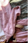 Kelebek Nakışlı Keten Takım Pembe