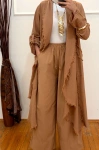 Pamuklu Püsküllü Ceket Camel