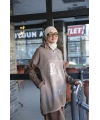 Kadın Işıl Kapşonlu Tunik-Vizon