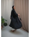 Kadın Keten Püsküllü Uzun Tunik-Siyah