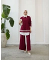 Kadın Modal Nakışlı Takım-Bordo
