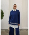 Kadın Modal Nakışlı Takım-Mavi