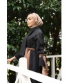 Cappuccino Kuşaklı Siyah Trenç Elbise