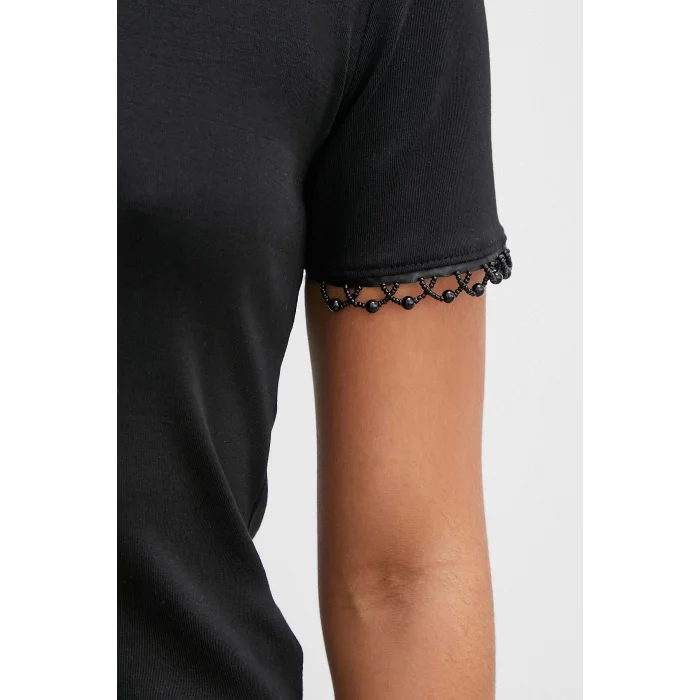 Kol İncili T-shirt Siyah