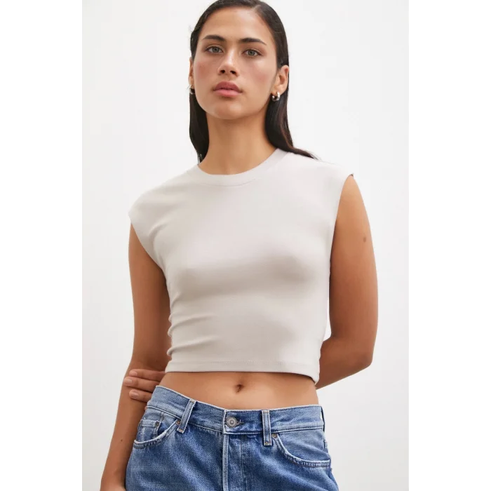 Sıfır Kol T-shirt Vizon