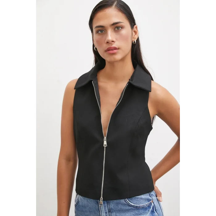 Fermuarlı Yelek Siyah