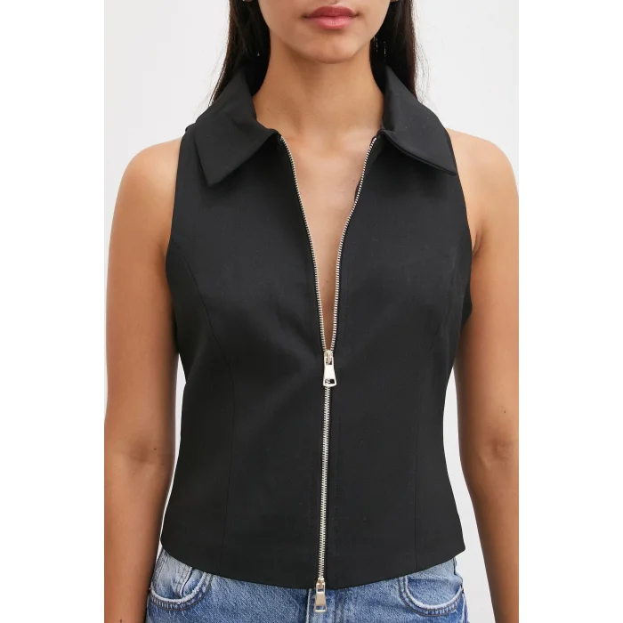 Fermuarlı Yelek Siyah
