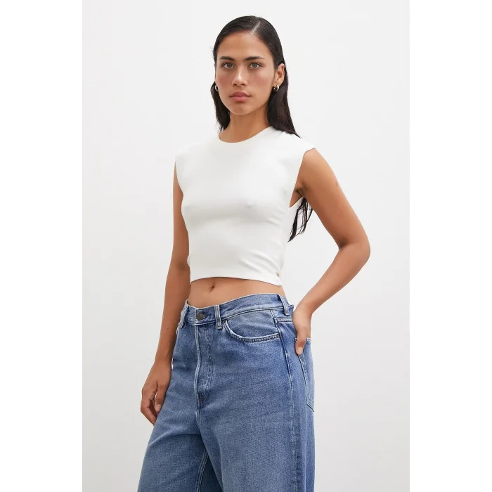 Sıfır Kol T-shirt Beyaz