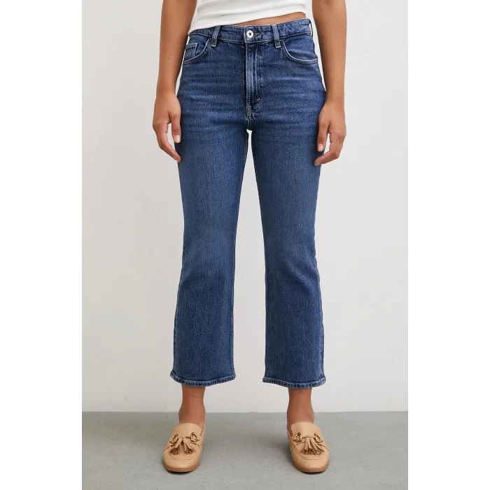 Yüksek Bel Regular Fit Jean Mavi
