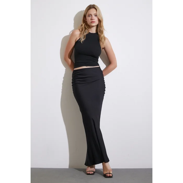 Verev Kesim Saten Etek Siyah