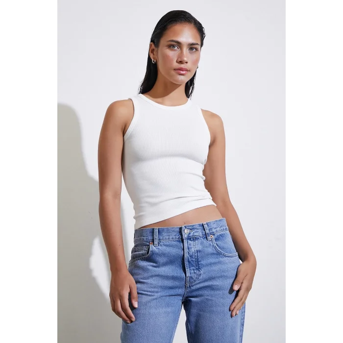 Bisiklet Yaka Top Beyaz