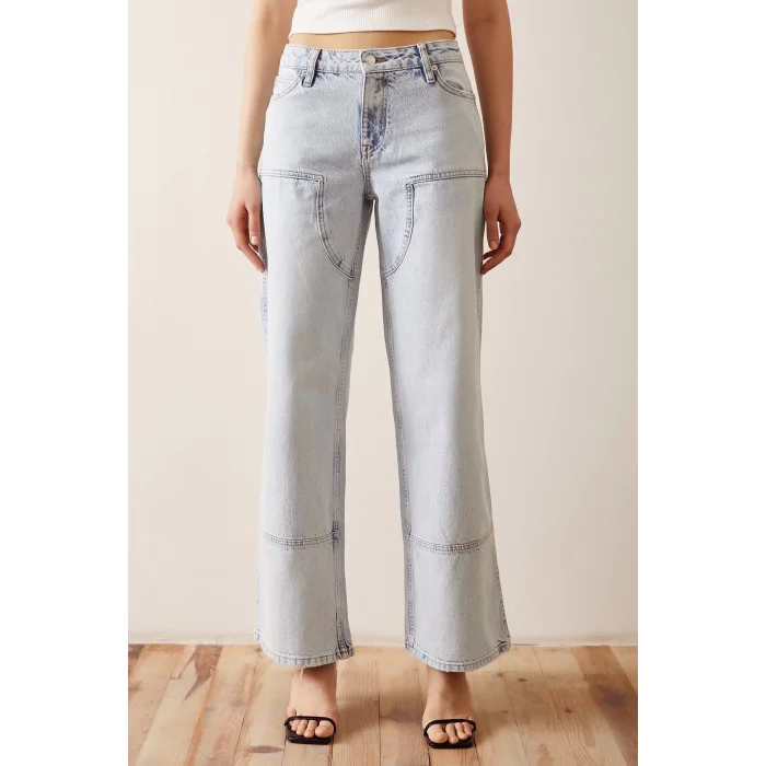 Boru Paça Salaş Jean Buz Mavisi