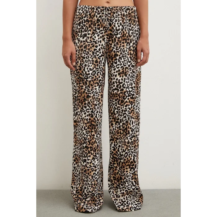 Leopar Saten Pantolon Siyah