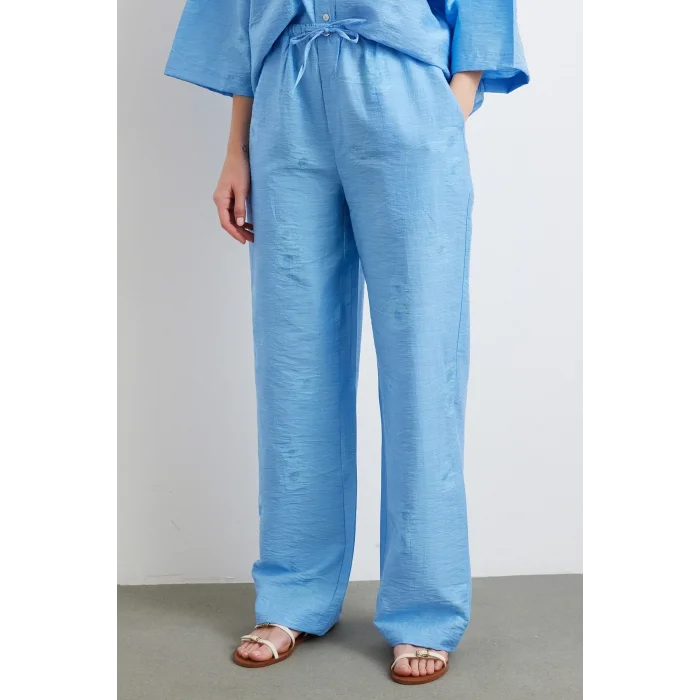 Arka Cepli Salaş Pantolon Mavi