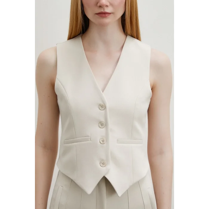 Astarlı Kuplu Yelek Bej