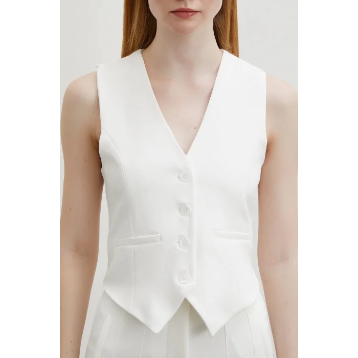 Astarlı Kuplu Yelek Ekru