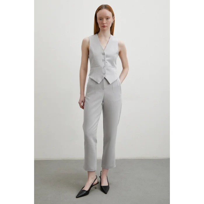 Astarlı Kuplu Yelek Gri