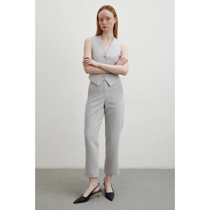 Astarlı Kuplu Yelek Gri