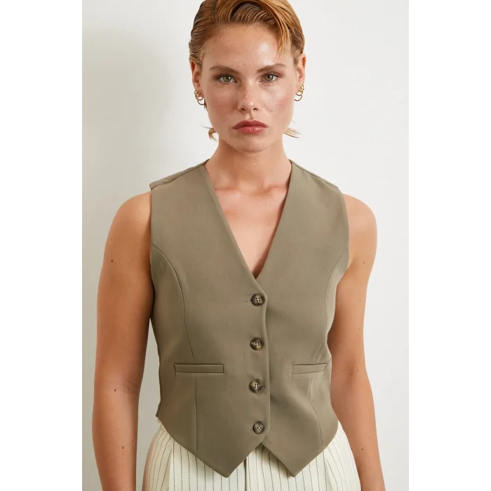 Astarlı Kuplu Yelek Haki