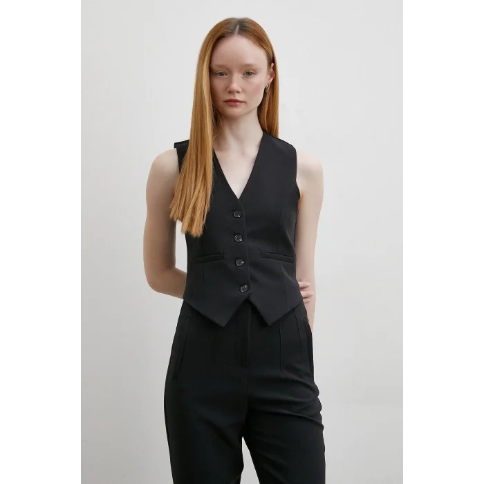 Astarlı Kuplu Yelek Siyah