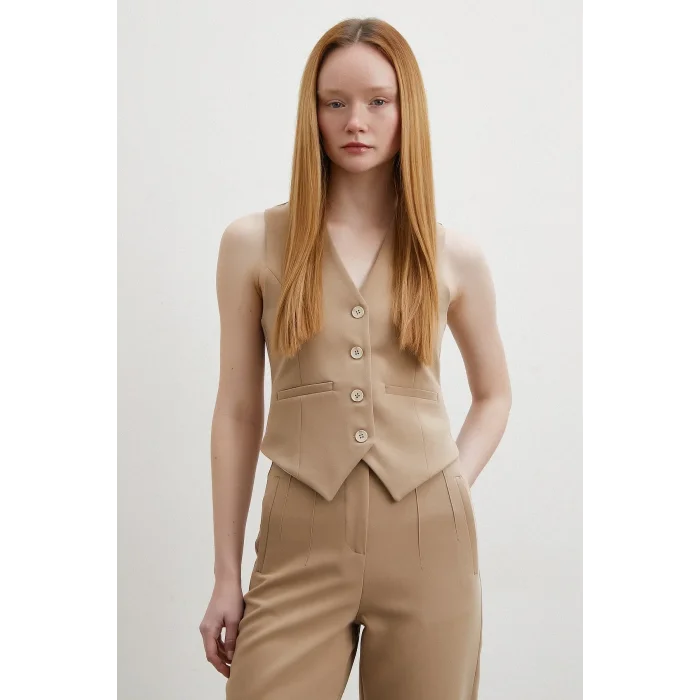 Astarlı Kuplu Yelek Vizon