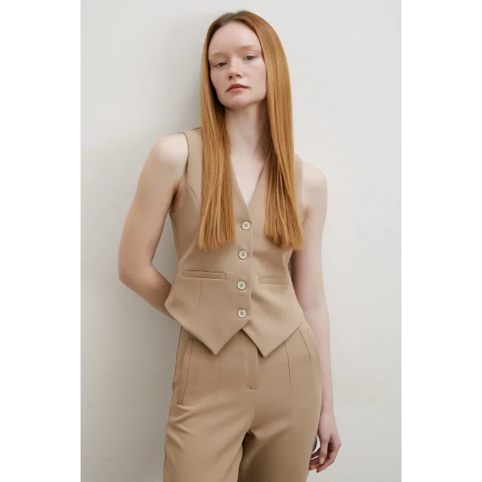 Astarlı Kuplu Yelek Vizon