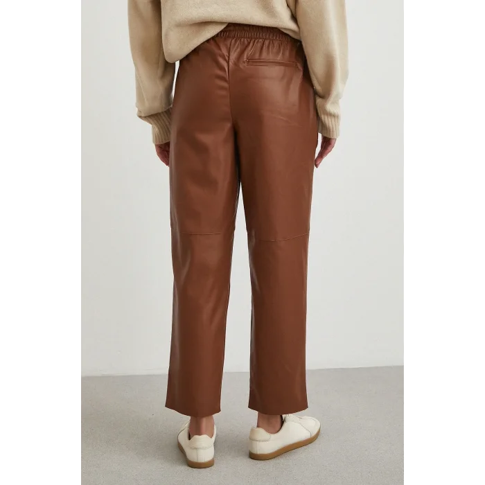Bağcıklı Deri Pantolon Kahve