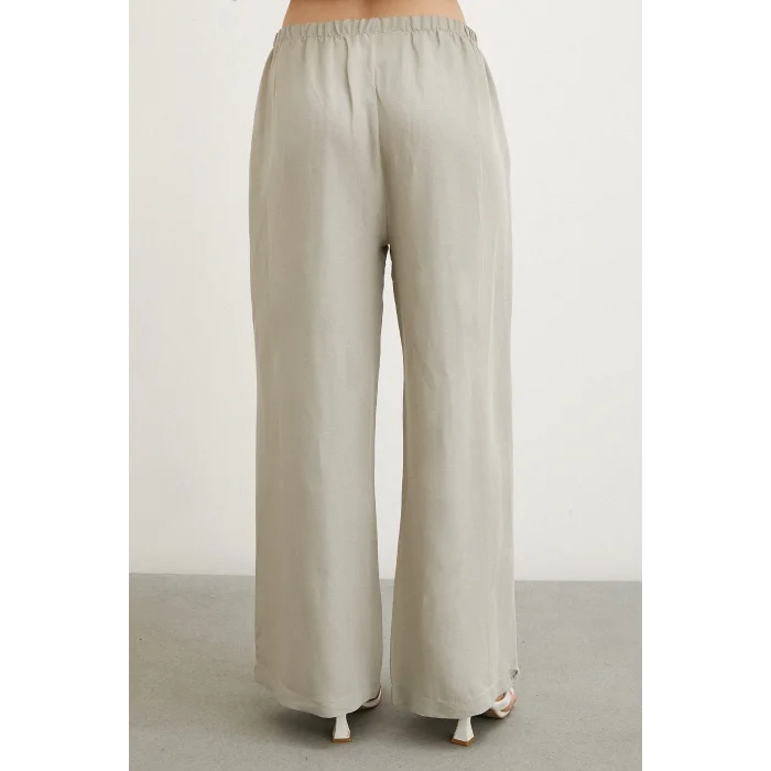 Beli Lastikli Bol Paça Pantolon Haki