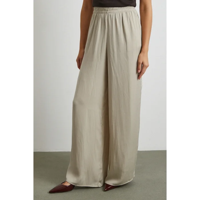 Beli Lastikli Dökümlü Geniş Paça Pantolon Taş