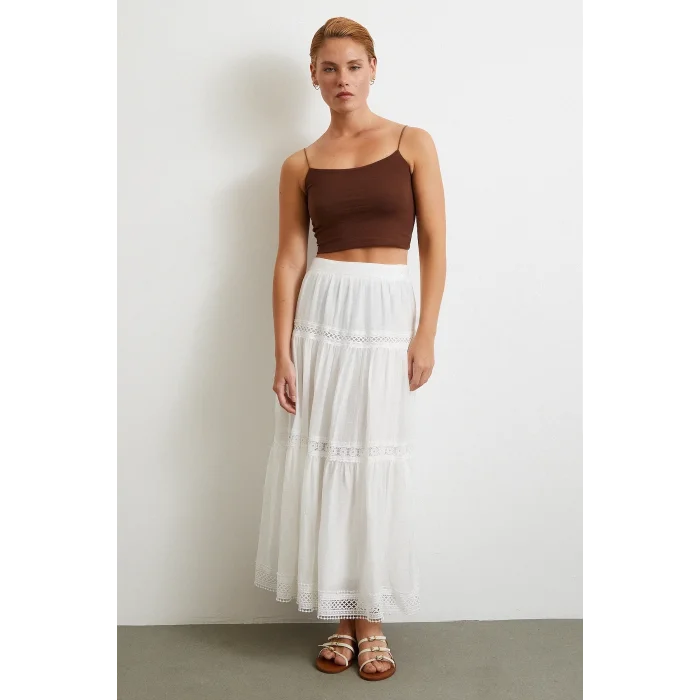 Dantelli Maxi Etek Beyaz