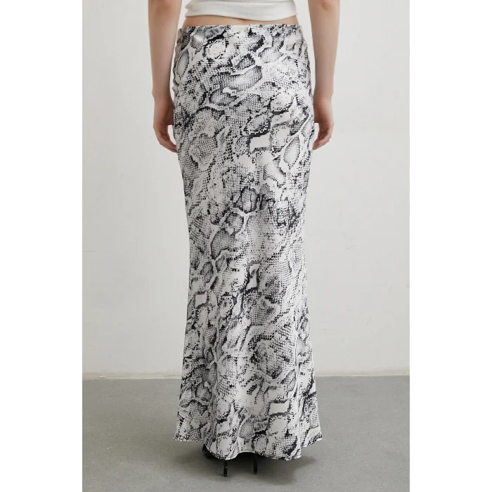 Desenli Maxi Verev Etek Beyaz