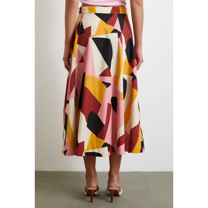 Desenli Midi Etek Pembe