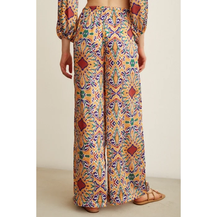 Desenli Salaş Pantolon Gold