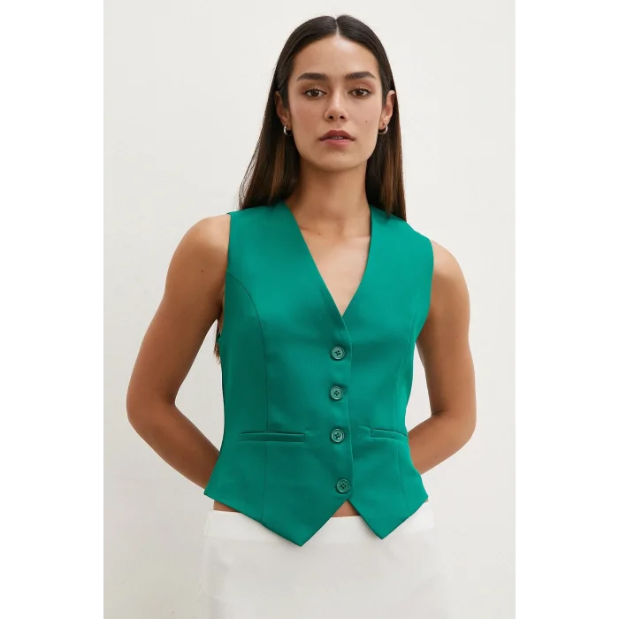 Düğmeli Yelek Yeşil