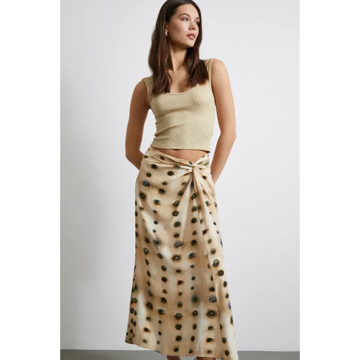 Düğüm Detaylı Etek Ekru