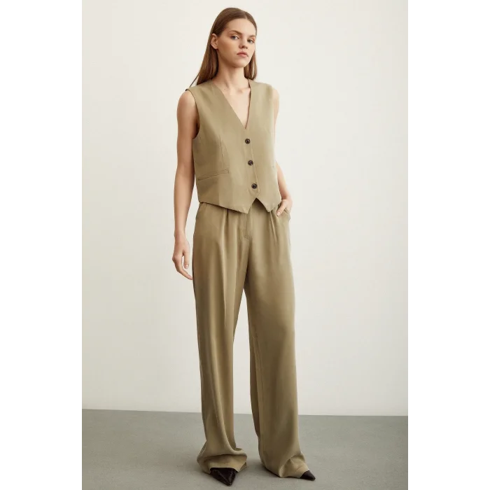 Geniş Paça Pantolon Haki